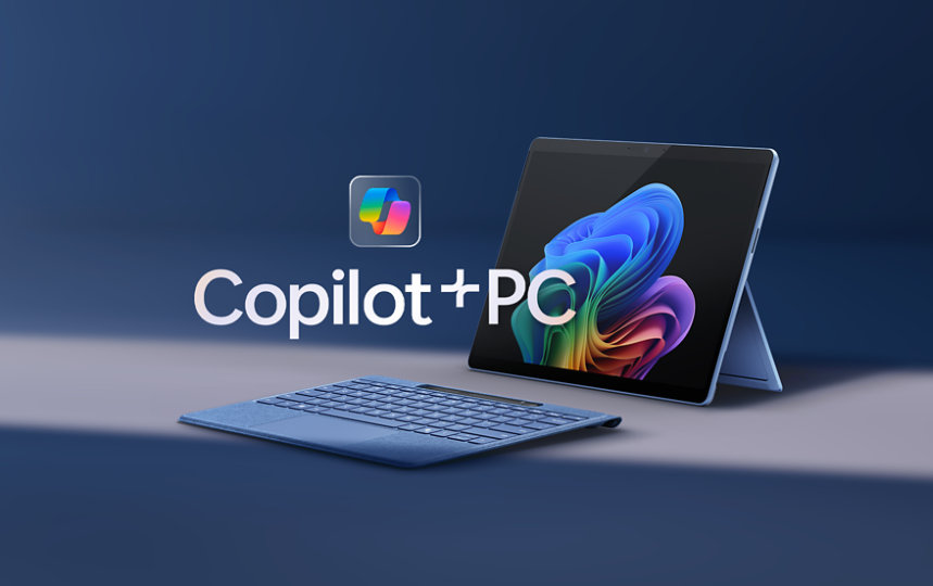 A Surface Pro Flex Keyboard and a Surface Pro, 11th Edition, a Copilot+ PC, in the color Sapphire.