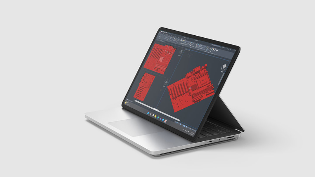 画面に Revit アプリを表示したスタジオモード Surface Laptop Studio 2