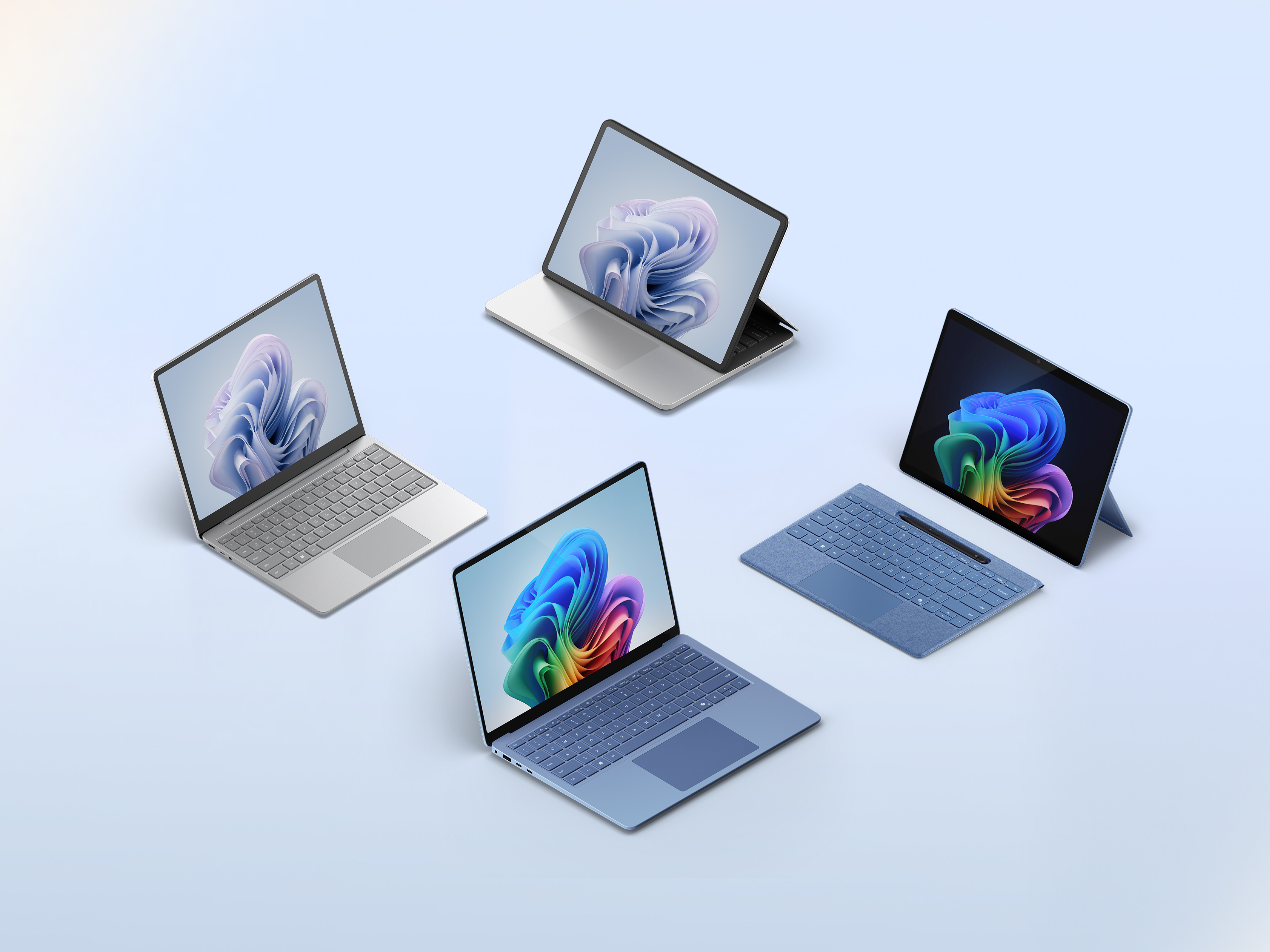 A collection of Surface family devices.